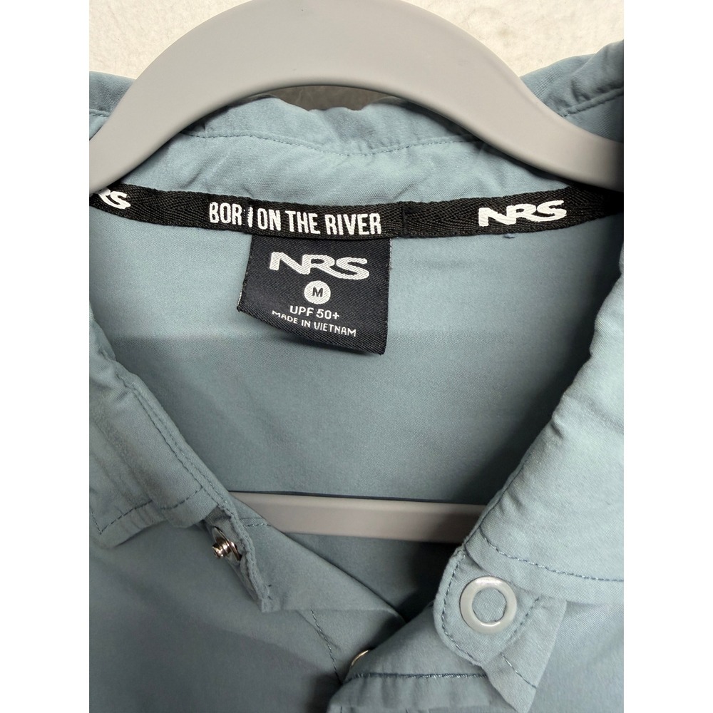 NRS Guide Wear Nylon Polyester Long Sleeve Button-Up Shirt Blue Mens UPF 50 M - Picture 3 of 6